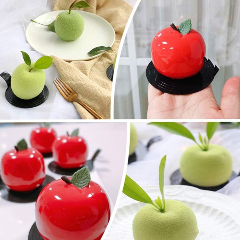 OCPO KITCHEN Apple Silicone Mold for Baking Mousse Cake Dessert Pastry Chocolate Fruit Pudding Jelly Ice Cream Christmas Cake Decoration Mold, Non-Stick and Easy Release, Apple Shape (8-Cavity) - Image 3